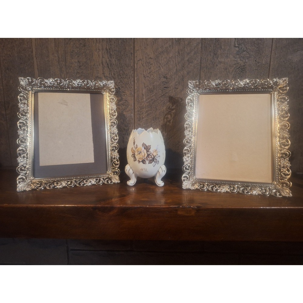 Vintage ornate filigree gold 8x10 picture frames set of 2